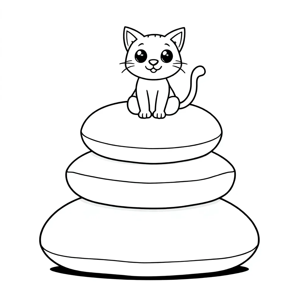 Een Kattenwelkomsttoren Gemaakt Van Kussen coloring page for children