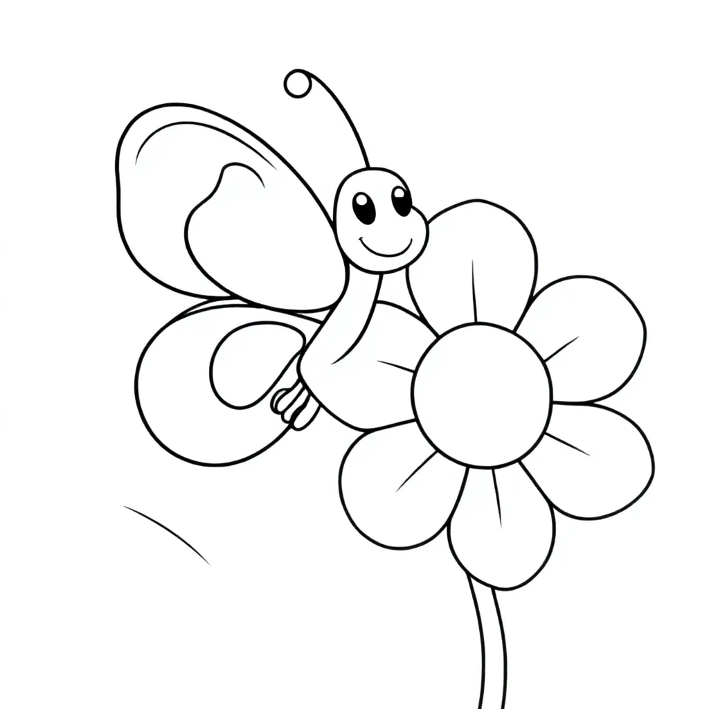 een kleurrijke vlinder op een bloem kleurplaat voor kinderen