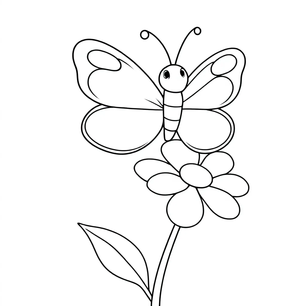 een kleurrijke vlinder op een bloem kleurplaat voor kinderen