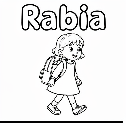 Een lief meisje die naar school gaat met leuke klas kleurplaat voor kinderen