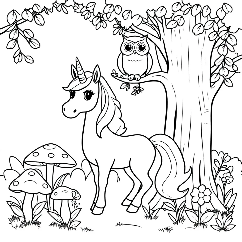 Een Magische Dier In Een Sprookjesbos coloring page for children