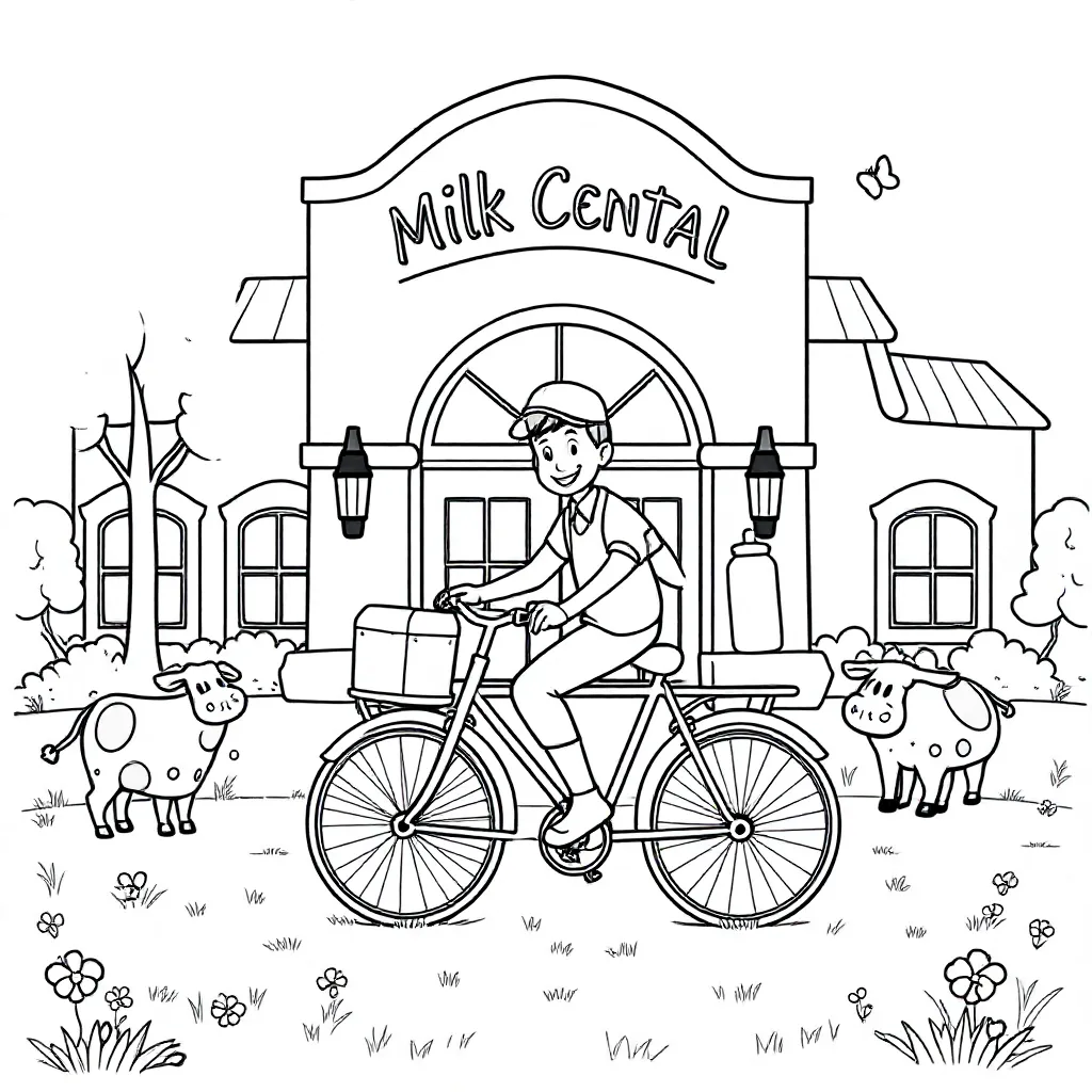 Een Melkboer Dat Melk Levert Aan De Melkcentrale Nv coloring page for children