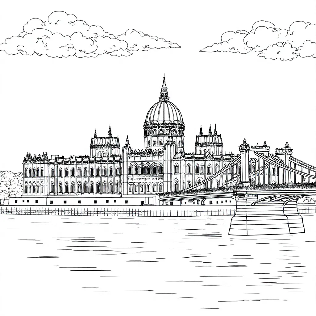 Een Mooi Idyllisch Plaatje Van De Stad Budapest coloring page for children