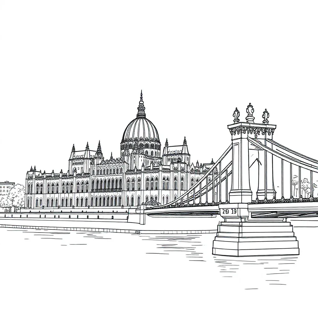 Een Mooi Idyllisch Plaatje Van De Stad Budapest coloring page for children