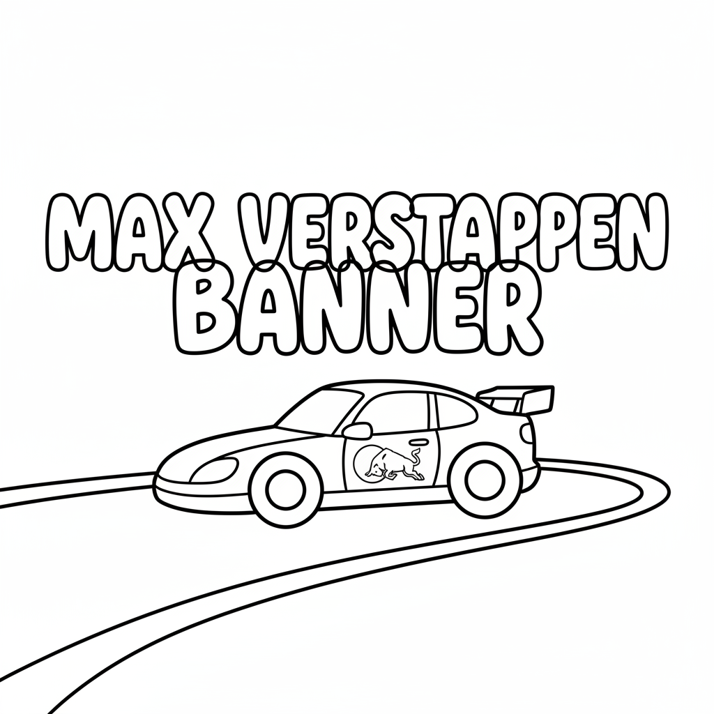 een racecircuit met een raceauto met een logo van redbull coloring page for children