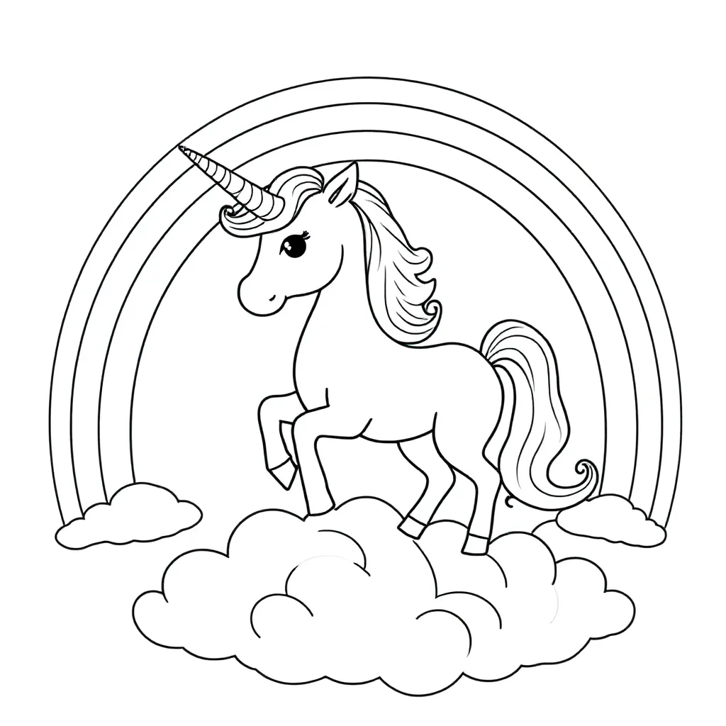 Een Regenboog Unicorn coloring page for children