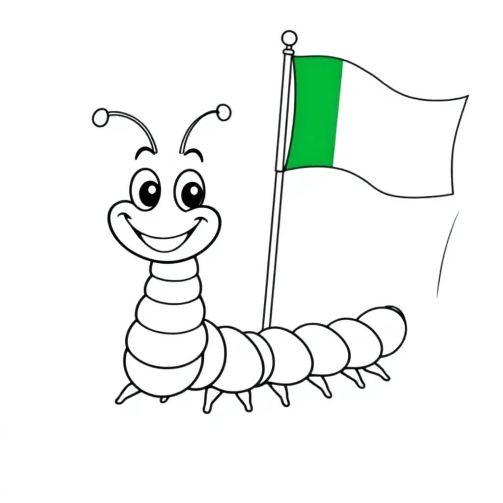 Een Schattige Grappige Duizendpoot Met Een Italiaanse Vlag coloring page for children