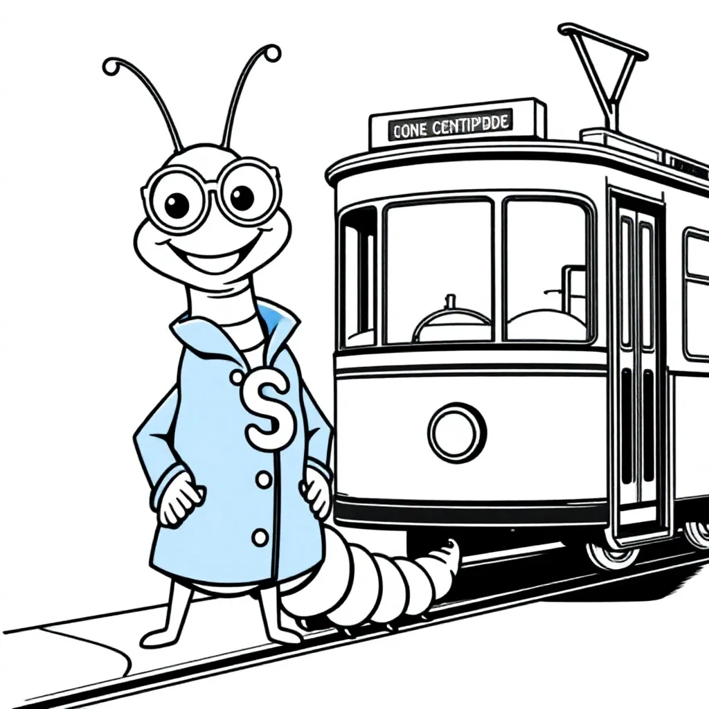 Een Schattige Grappige Duizendpoot Met Een Jasje Aan Met ... coloring page for children