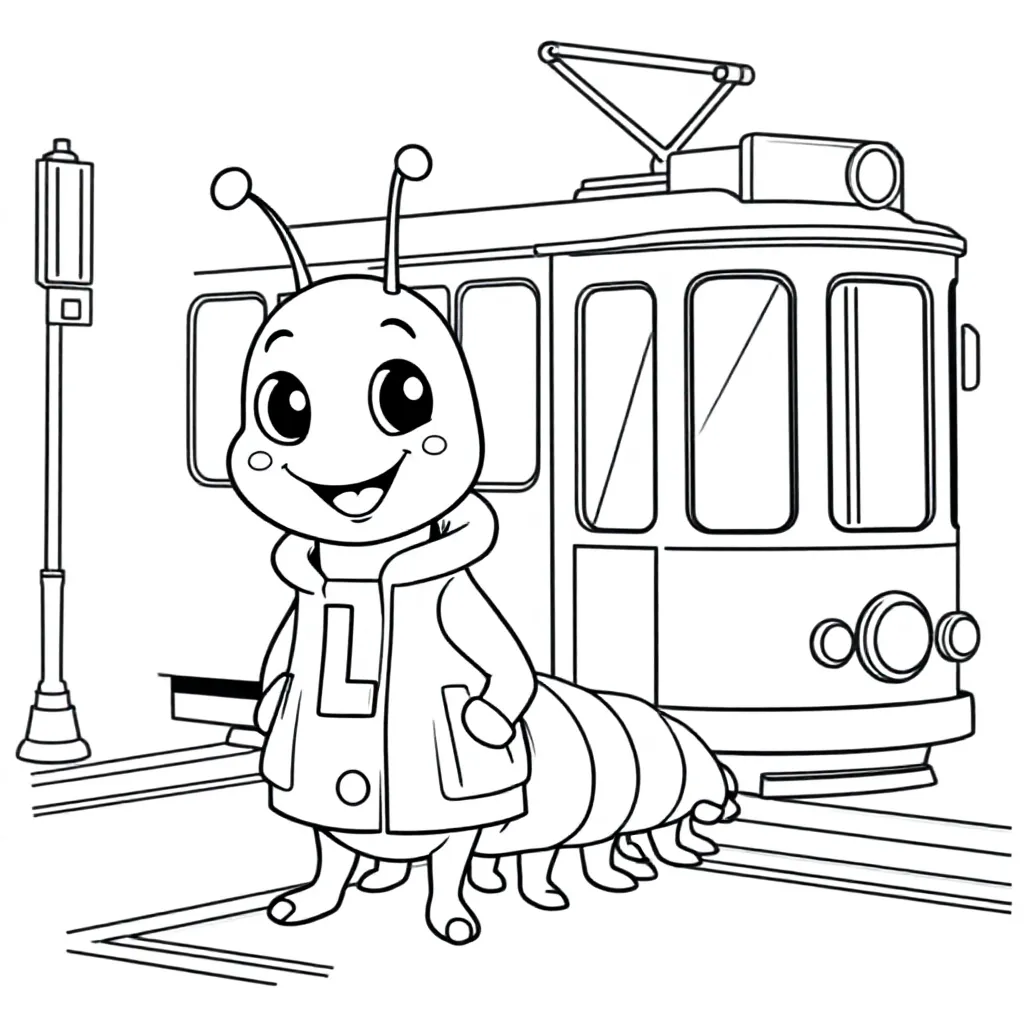 Een Schattige Grappige Duizendpoot Met Een Jasje Met Een ... coloring page for children