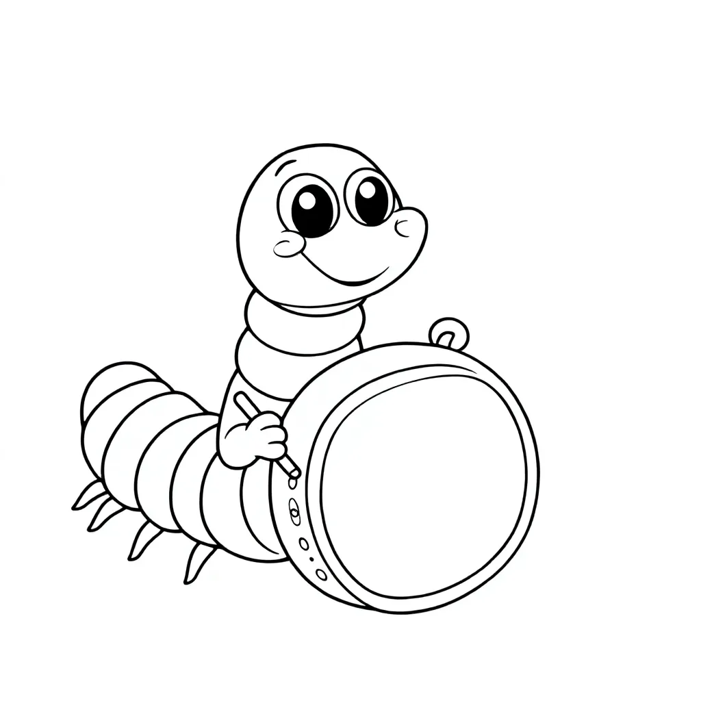 Een Schattige Grappige Duizendpoot Met Een Trommel coloring page for children