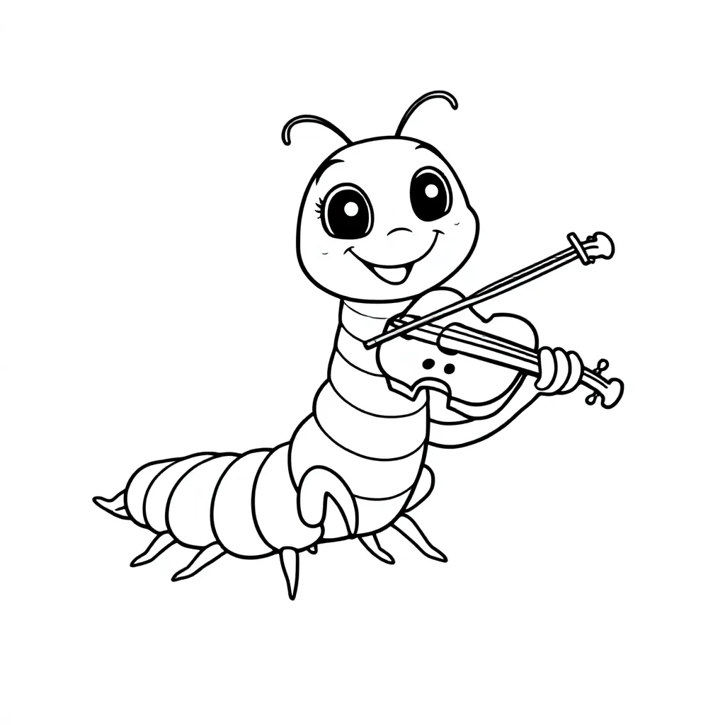 Een Schattige Grappige Duizendpoot Met Een Viool coloring page for children