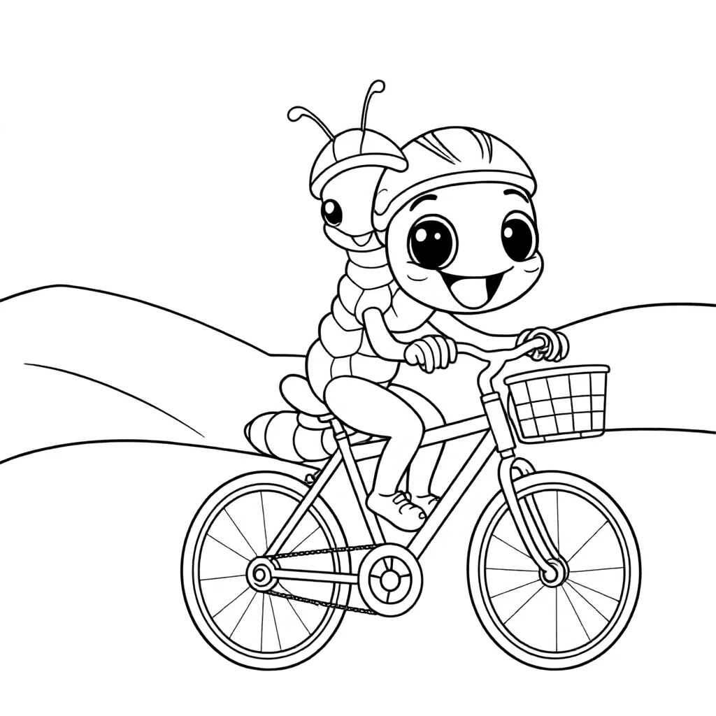 Een Schattige Grappige Duizendpoot Op Een Koersfiets coloring page for children