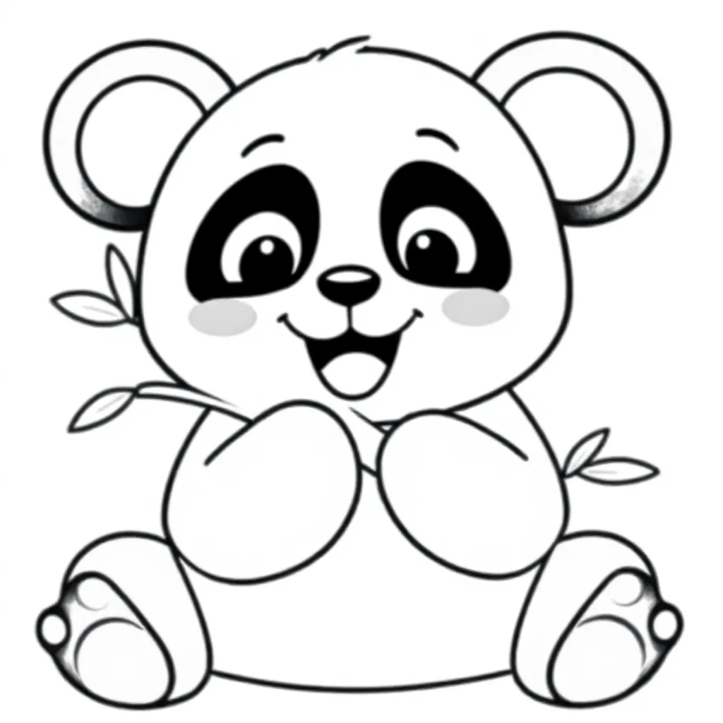 een schattige panda die bamboe eet coloring page for children