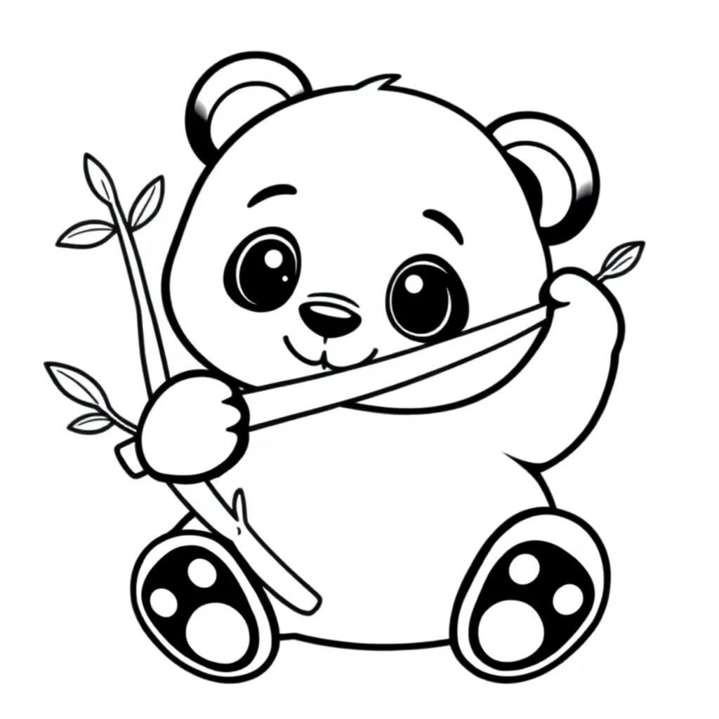 een schattige panda die bamboe eet kleurplaat voor kinderen