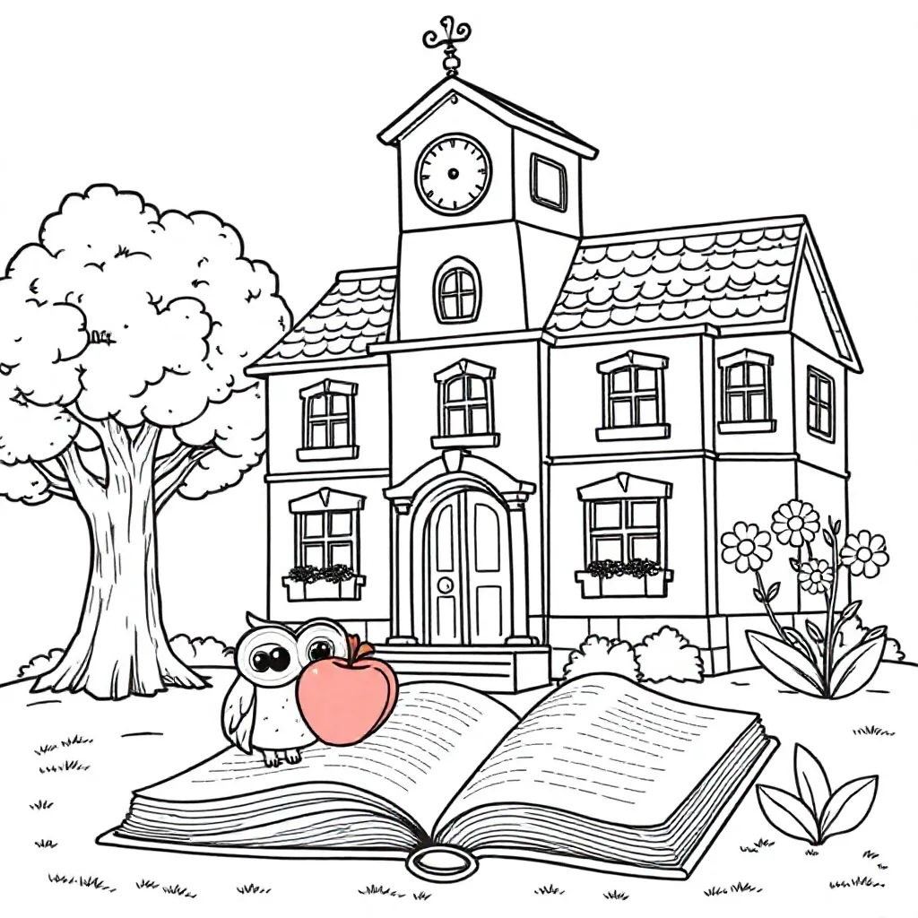 Een School Waar Op Staat Cbs De Grunslach coloring page for children