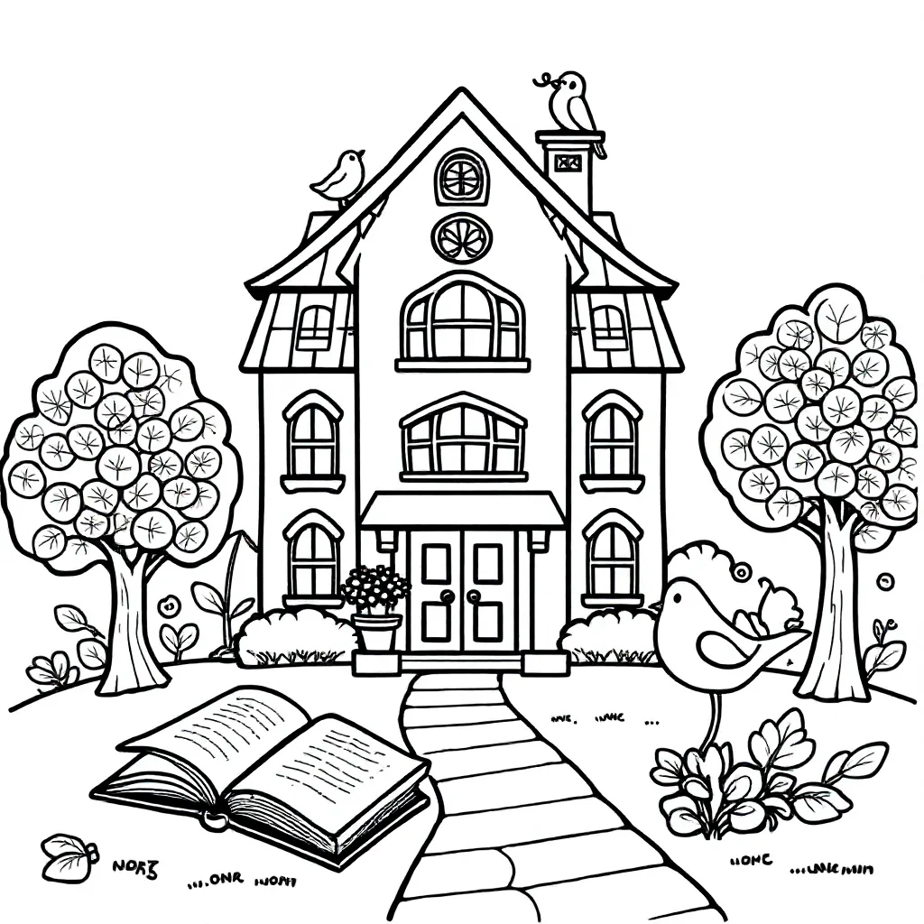 Een School Waar Op Staat Cbs De Grunslach coloring page for children