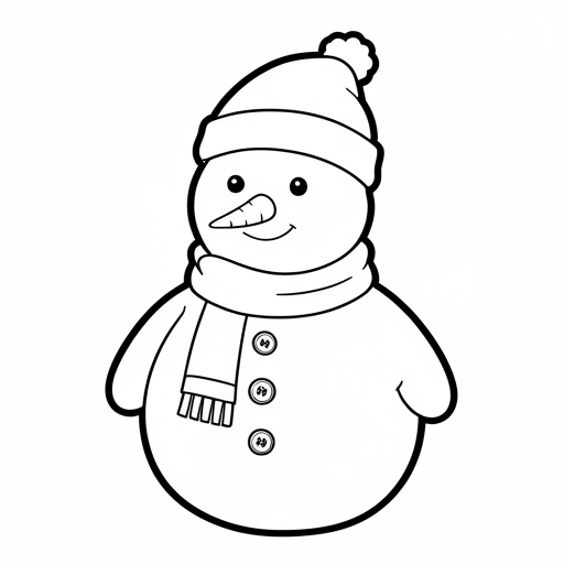 een sneeuwpop met een sjaal en muts kleurplaat voor kinderen