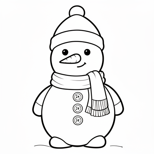 een sneeuwpop met een sjaal en muts kleurplaat voor kinderen