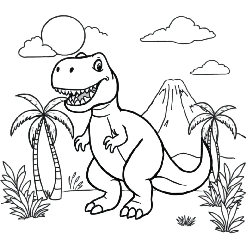 Een Stoere Dinosaurus T Rex coloring page for children