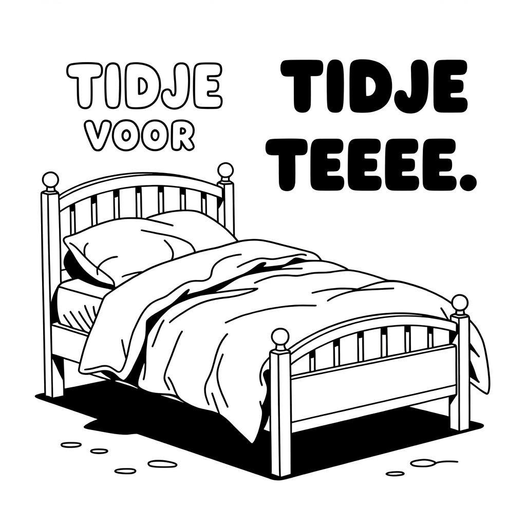 EEN TWEEPERSOONSBED MET VERFROMMELDE LAKENS coloring page for children