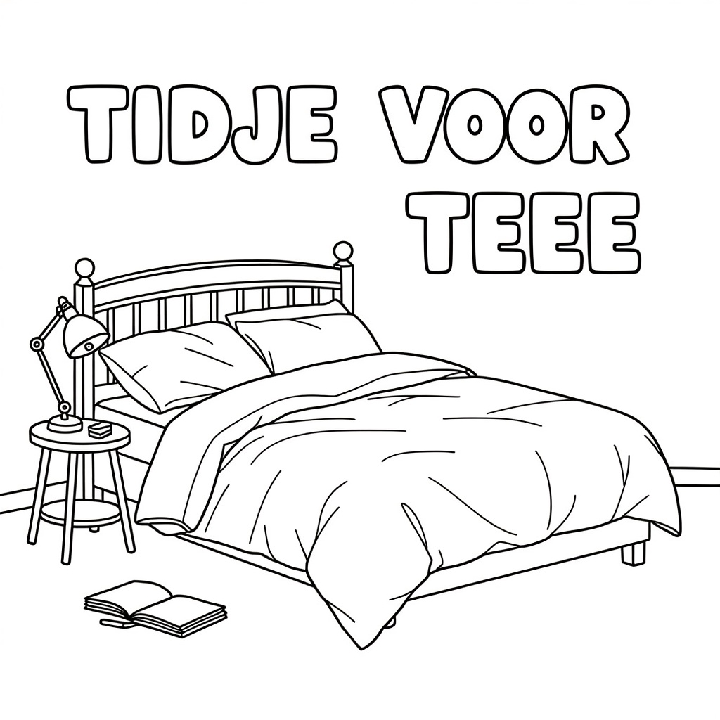 EEN TWEEPERSOONSBED MET VERFROMMELDE LAKENS coloring page for children