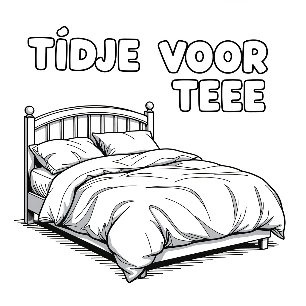 EEN TWEEPERSOONSBED MET VERFROMMELDE LAKENS coloring page for children