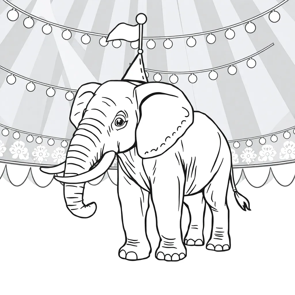 Een Vrolijke Olifant In Het Circus coloring page for children