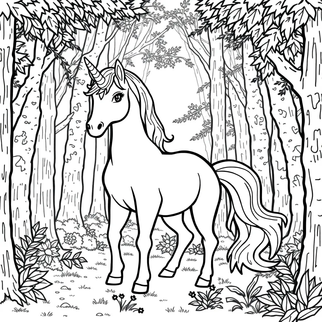 Eenhoorn Fantasy Magisch Sprookjes Mystiek coloring page for children