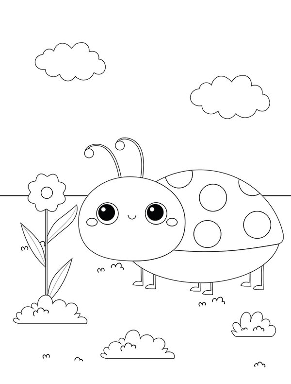 Einfacher Marienkäfer coloring page for children
