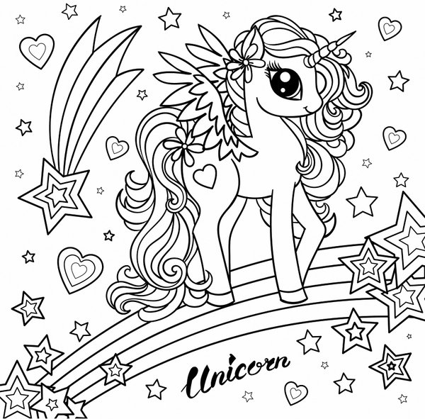 Einhorn Auf Dem Regenbogen coloring page for children