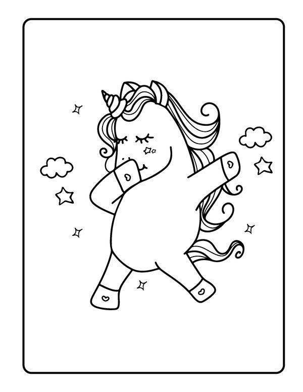 Einhorn Tanzen coloring page for children