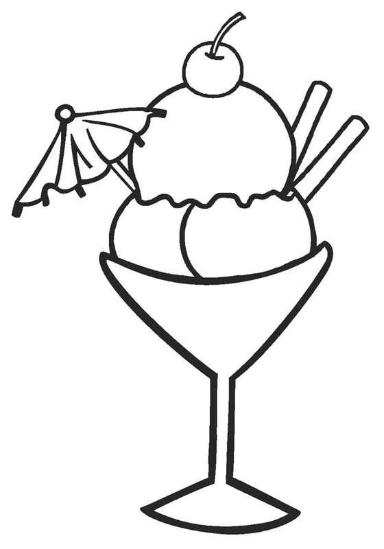 Eiscreme Coup mit Regenschirm coloring page for children