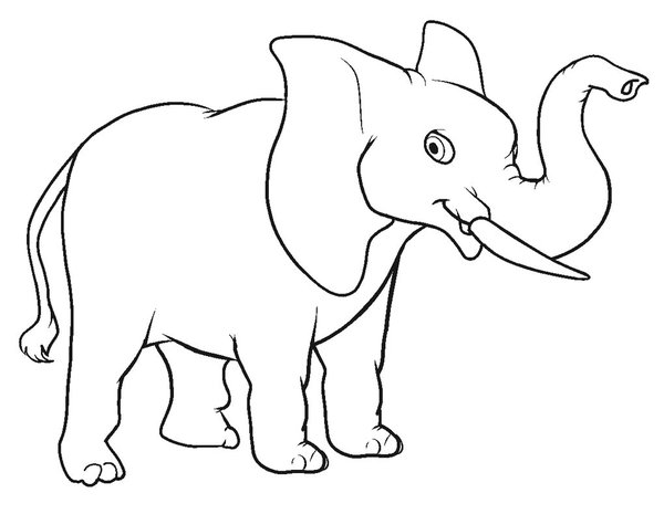 Elefante Con La Trompa Hacia Arriba coloring page for children