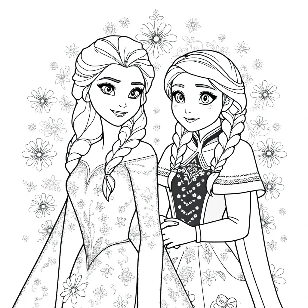Elsa En Anna Van Frozen coloring page for children