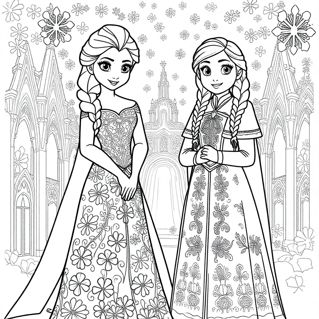Elsa En Anna Van Frozen coloring page for children