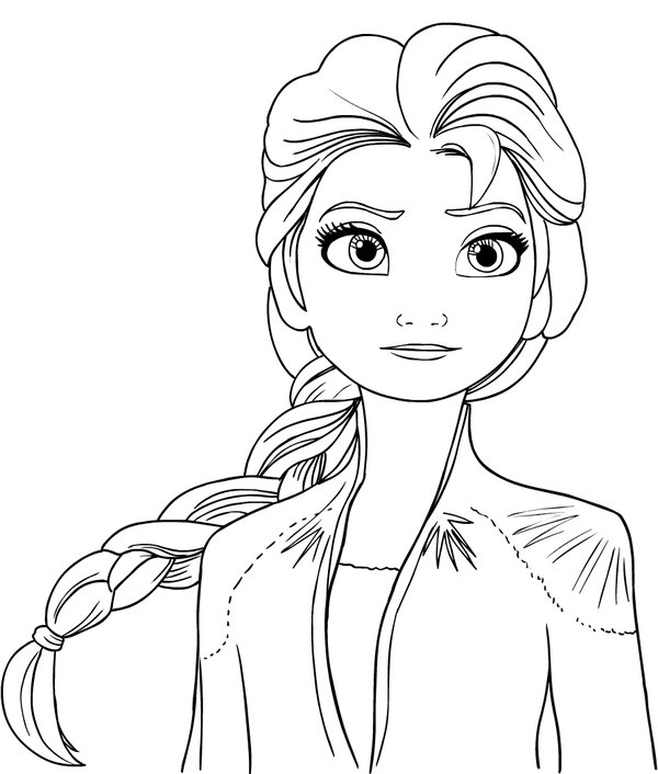Elsa Frozen Avec Tresse coloring page for children