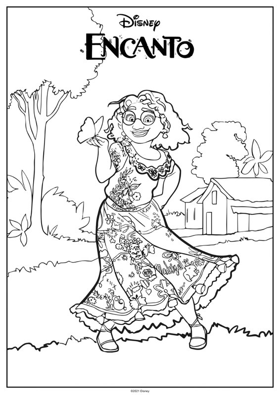Encanto Mirabel Madrigal Debout Devant La Maison coloring page for children