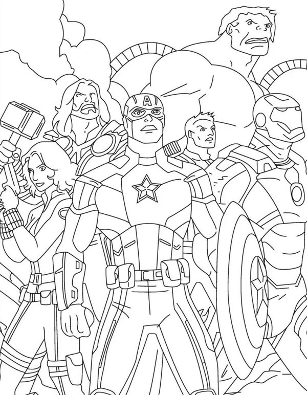 Equipo Avengers coloring page for children
