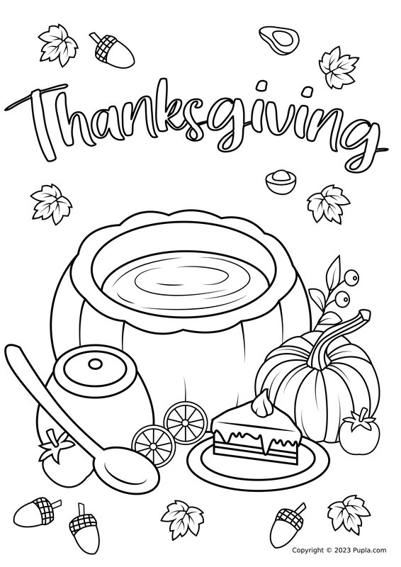 Erntedankfest-Essen coloring page for children