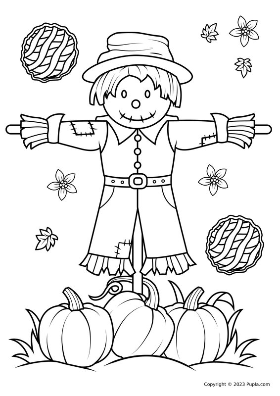 Espantapajaros De Accion De Gracias coloring page for children