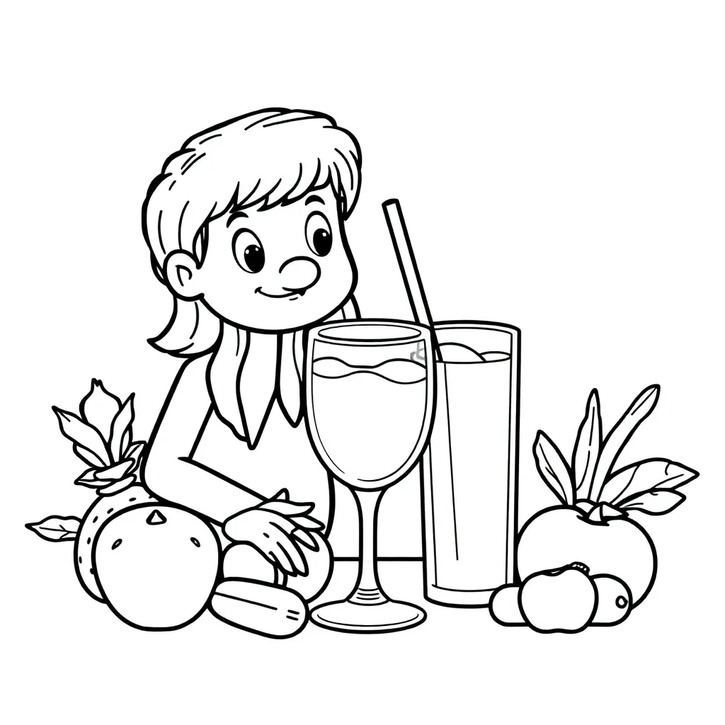 Eten Drinken Gezond Voedsel Maaltijd coloring page for children