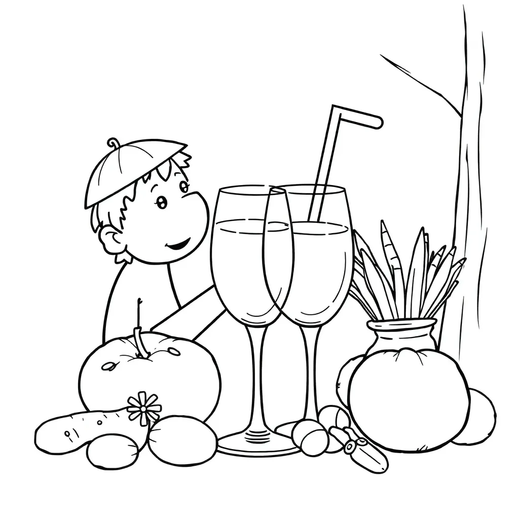 Eten Drinken Gezond Voedsel Maaltijd coloring page for children