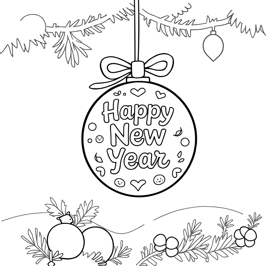 Feestdagen Nieuwjaar Kerstbal Seizoenen Kerstmis coloring page for children