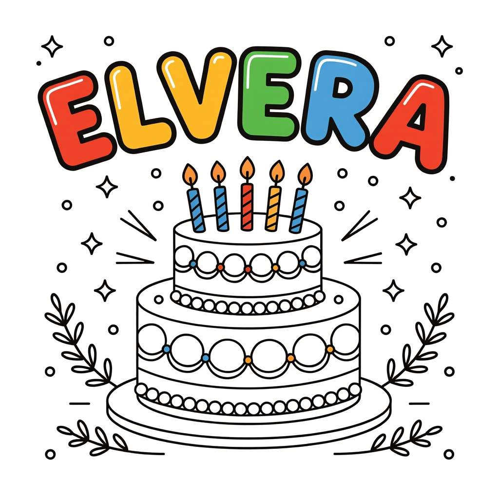 feestelijke taart coloring page for children