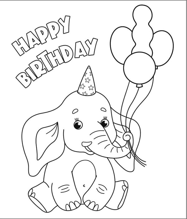 Feliz Cumpleanos Elefante coloring page for children