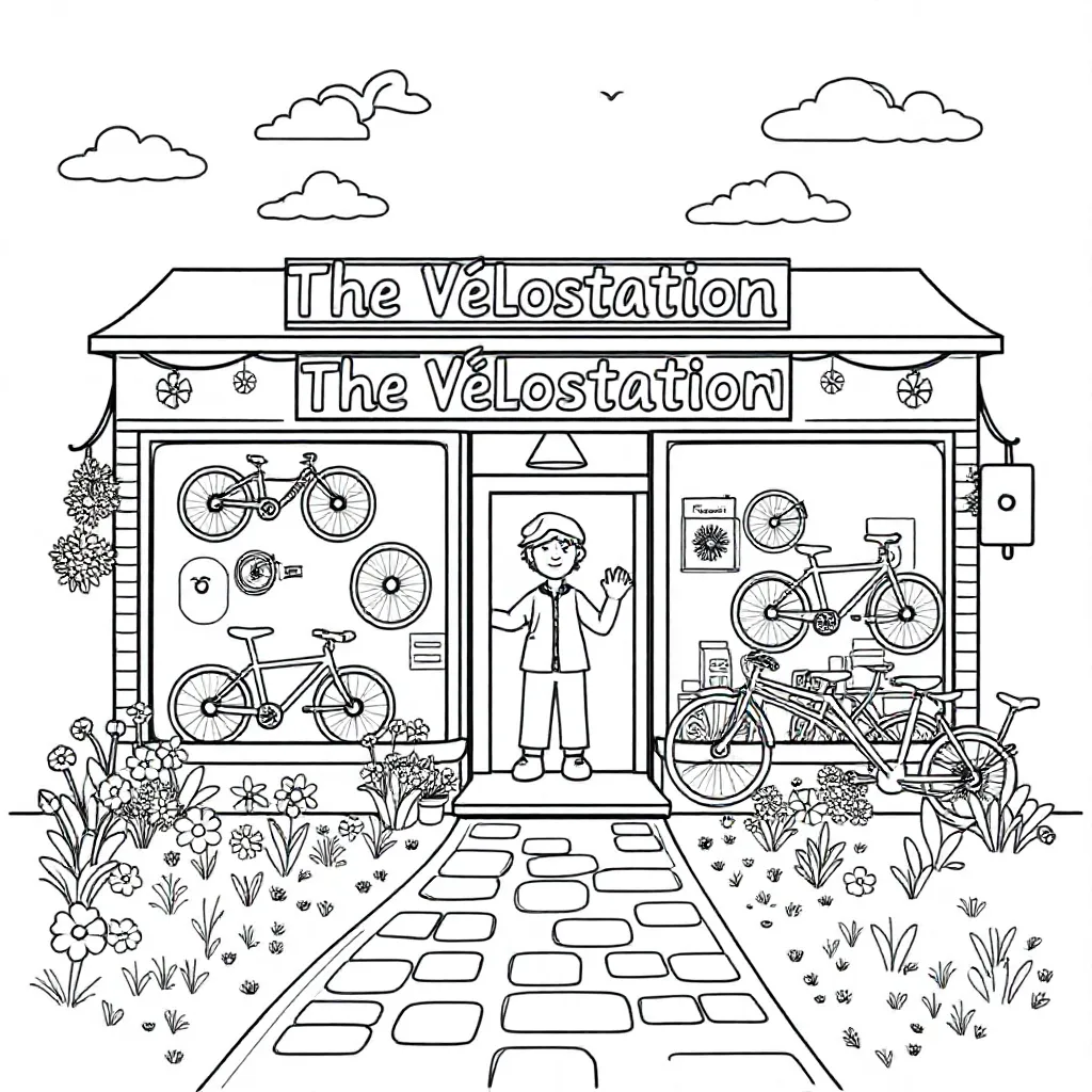 Fietsenwinkel De Velostatie coloring page for children