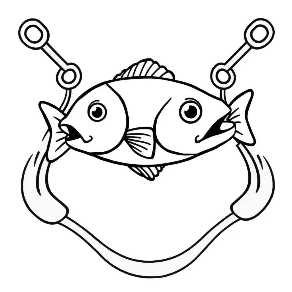 Fish Hooks Cartoon Animatie Creatief Tekenen coloring page for children