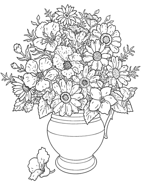 Fleurs En Vase coloring page for children