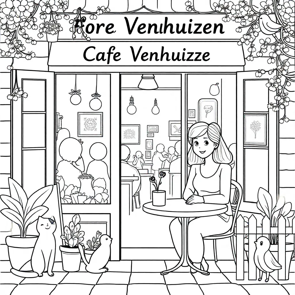 Flora Venhuizen In Cafe Venhuizen coloring page for children