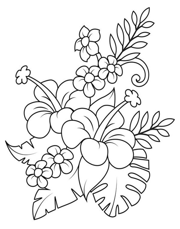Flowers Leaves coloring page for children